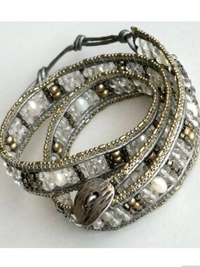 Silpada Gorgeous Vintage
Sterling Silver Sparkling Beaded 
Pearl Wrap Bracelet